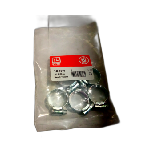 CLAMP, HOSE, STEEL, 22MM-30MM, PACK OF 5