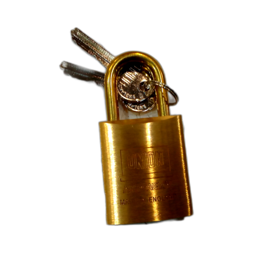PADLOCK, UNION (BRW), BRASS, WITH 2 KEYS