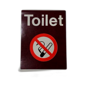 LABEL TOILET DOOR.  "NO SMOK