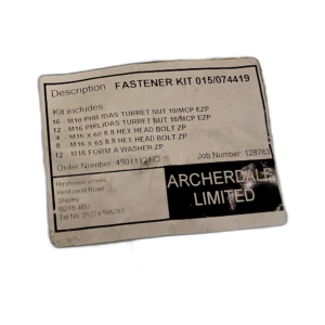 FASTENERS SUB KIT FOR 015/074349 ENG KIT