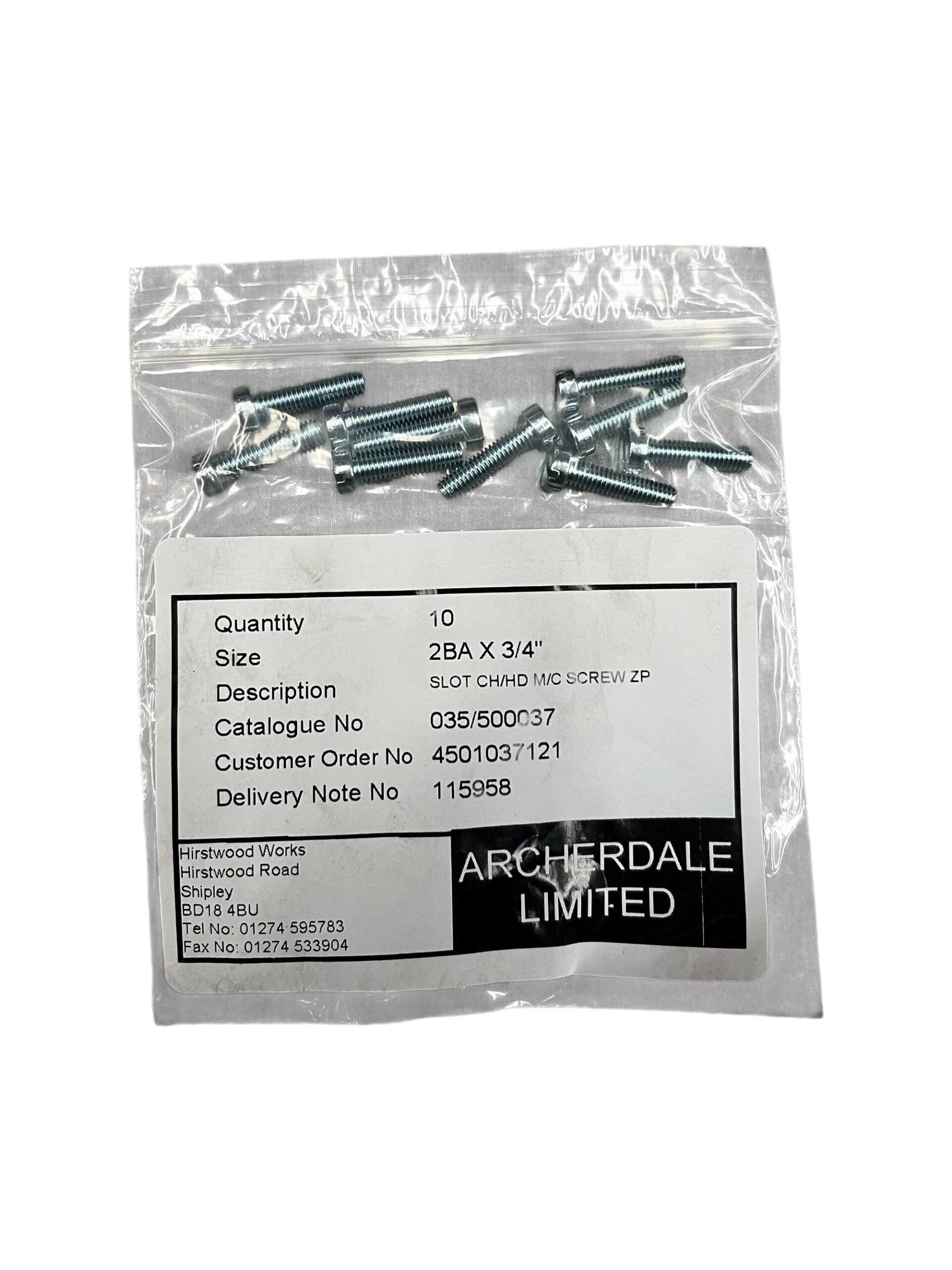 SCREW 2BA X 3/4″ (PACK OF 10)