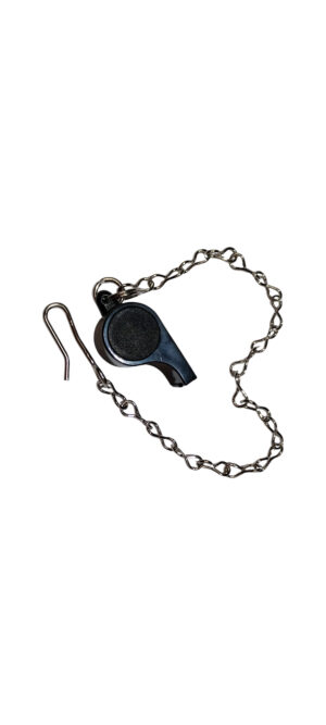 WHISTLE WITH CHAIN ATTACHED