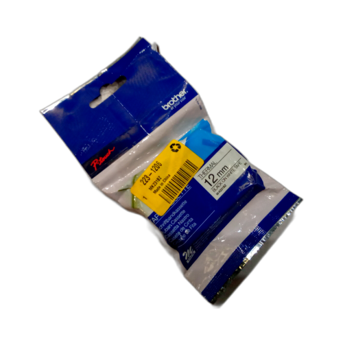 TAPE M P-TOUCH BLACK ON WHITE PLAIN 12MM