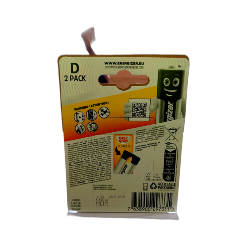 BATTERY 1.5V ROUND (R20S). PACK OF 2