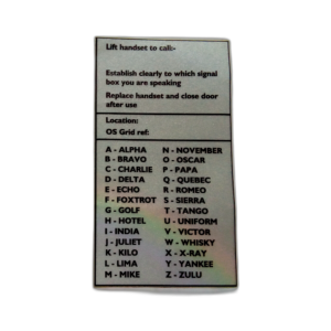 LABEL INFO LINESIDE TELEPHONES 95x170MM