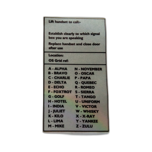 LABEL INFO LINESIDE TELEPHONES 95x170MM