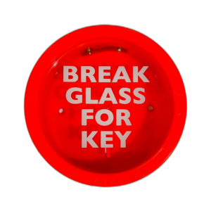 GLASS ROUND BOX.EMER DOOR