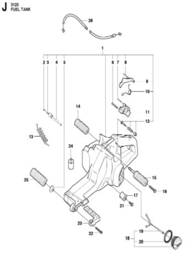 Husqvarna 3120 XP 36in Chainsaw Fuel Tank Assembly