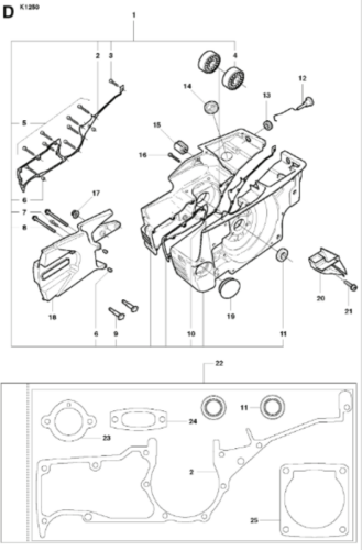 Husqvarna K1250 14in Rail Saw Crankcase