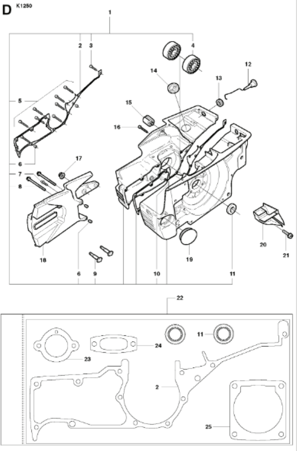 Husqvarna K1250 14in Rail Saw Crankcase