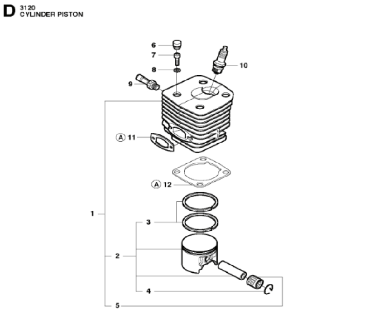 Husqvarna 3120 XP 36in Chainsaw Cylinder Piston