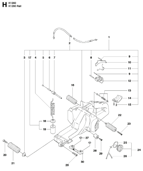 Husqvarna K1260 14inch Rail Saw Tank Unit Assembly