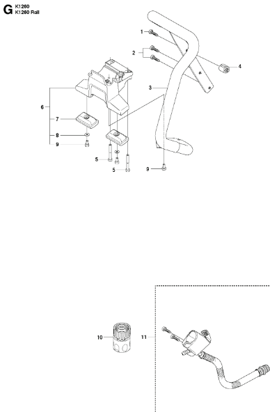 Husqvarna K1260 14inch Rail Saw Bracket