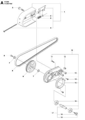 Husqvarna K1260 14inch Rail Saw Belt Guard Assembly