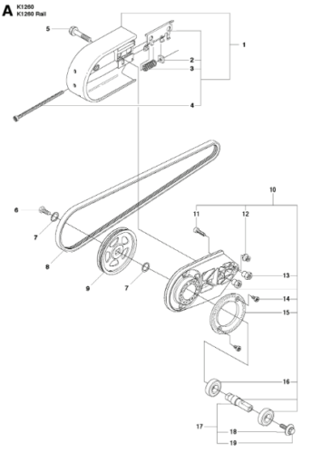Husqvarna K1260 14inch Rail Saw Belt Guard Assembly