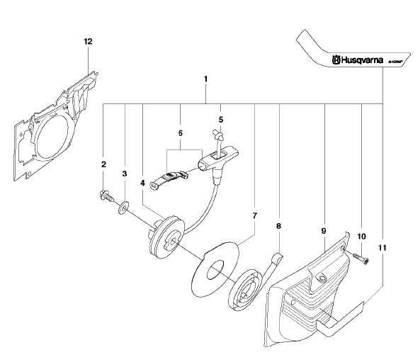 Husqvarna K1270 14in Rail Saw Starter Assembly