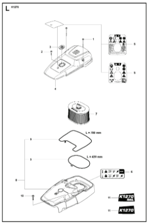 Husqvarna K1270 14in Rail Saw Air Filter Assembly
