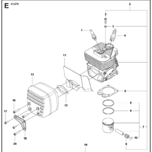 Husqvarna K1270 14in Rail Saw Piston Assembly
