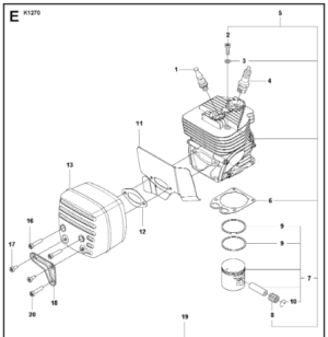 Husqvarna K1270 14in Rail Saw Piston Assembly