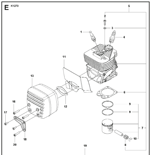 Husqvarna K1270 14in Rail Saw Piston Assembly