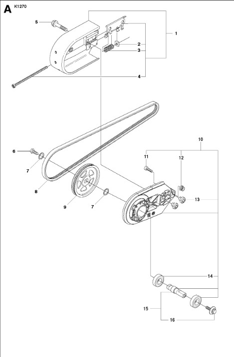 Husqvarna K1270 14in Rail Saw Belt Guard Assembly