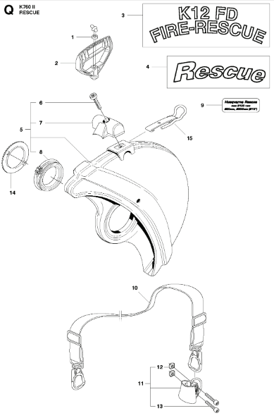 Husqvarna K760 12in 2-Stroke Disc Cutter Fire Rescue