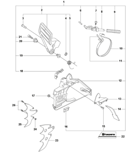 Husqvarna 395XP 2 Stroke 24 and 28in Chainsaw Chain Brake Assembly