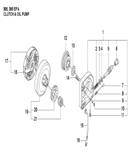 Husqvarna 395XP 2 Stroke 24 and 28in Chainsaw Clutch & Oil Pump