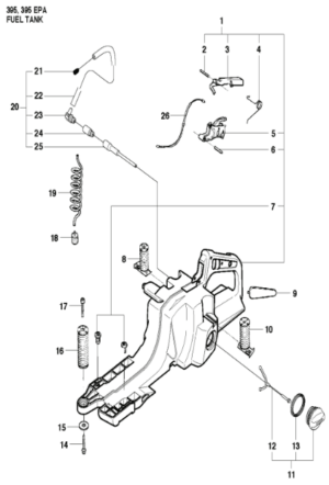 Husqvarna 395XP 2 Stroke 24 and 28in Chainsaw Fuel Tank