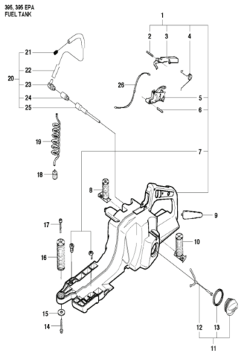 Husqvarna 395XP 2 Stroke 24 and 28in Chainsaw Fuel Tank