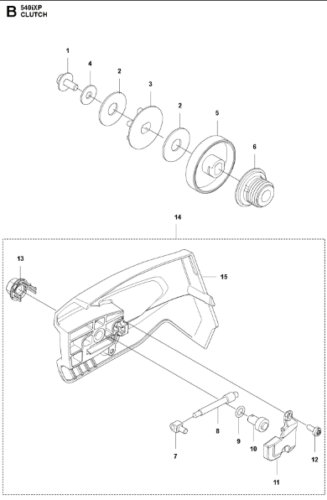 Husqvarna 540I XP 36v 14 & 16in Chainsaw Clutch Cover Assembly