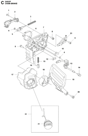 Husqvarna 540I XP 36v 14 and16in Chainsaw Chain Brake Assembly