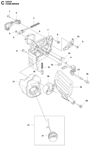 Husqvarna 540I XP 36v 14 and16in Chainsaw Chain Brake Assembly