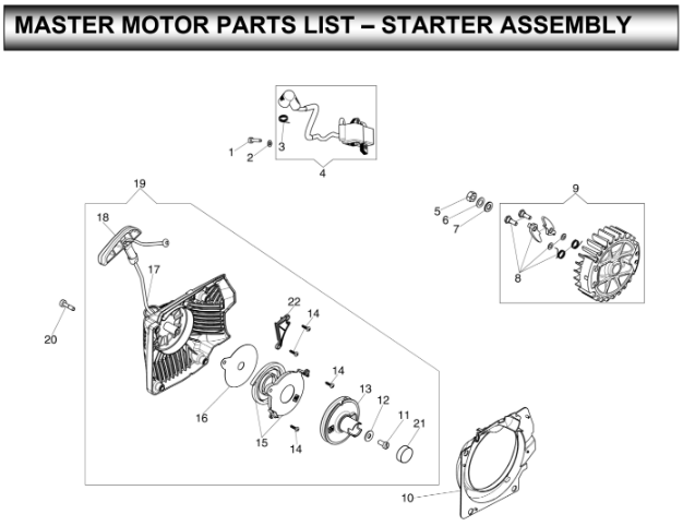 New Master 35® Petrol/Gasoline Impact Wrench Starter Assembly
