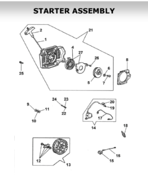 Old Master 35® Petrol/Gasoline Impact Wrench Starter Assembly