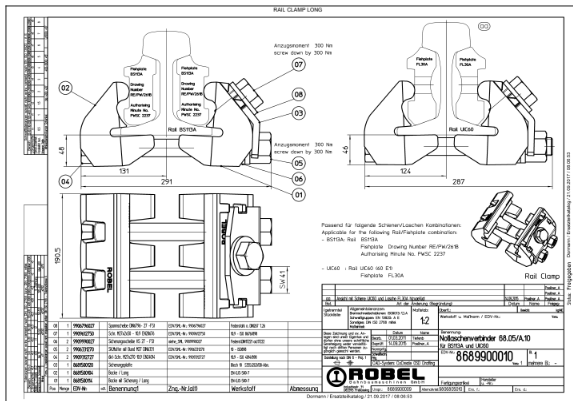 Plasser Robel Rail Clamp Long 68.05
