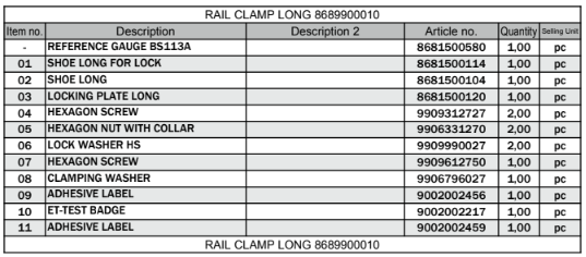 Plasser Robel Rail Clamp Long 68.05