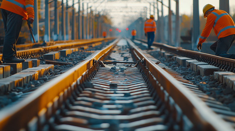 A Railway Workers Maintaining and constructing railway tracks an